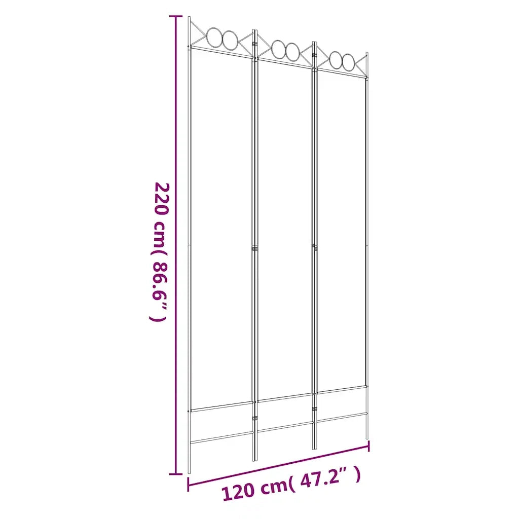 Divisorio Ambienti | Divider per stanze | Paravento a 3 Pannelli Nero 120x220 cm in Tessuto