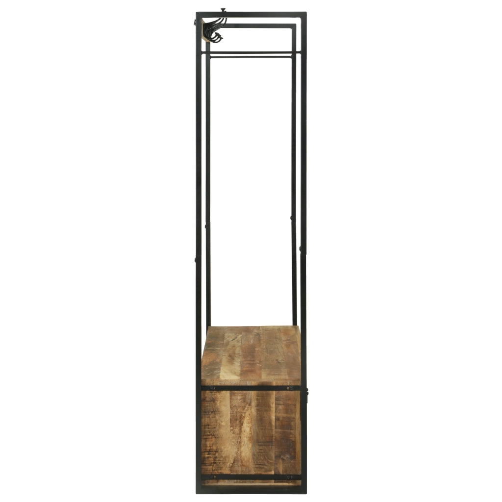 Ripiano per abbigliamento con ganci e scaffali 110x40x179 cm Legno massello grezzo di mango