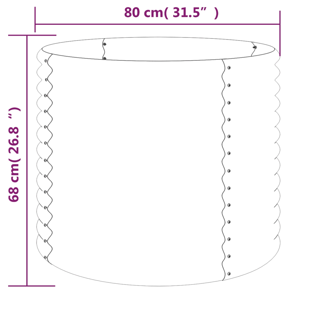 Vaso da Giardino Acciaio Zincato 80x80x68cm Grigio 318859