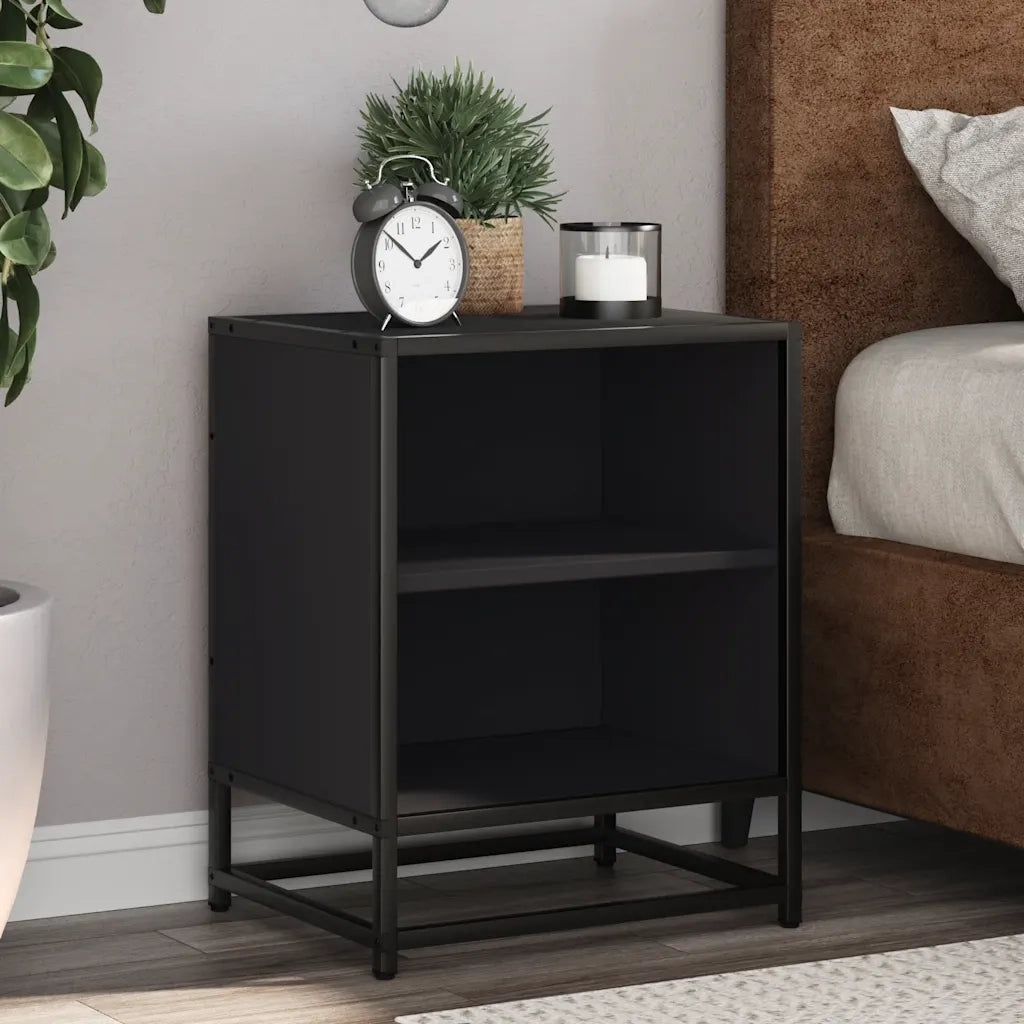 vidaXL Comodino Nero 40x31x50 cm Legno Multistrato e Metallo