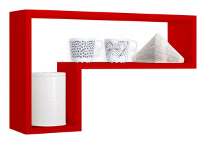Mensola da Parete a Forma di L 61x37x15,5 cm in Fibra di Legno Lettera Rosso