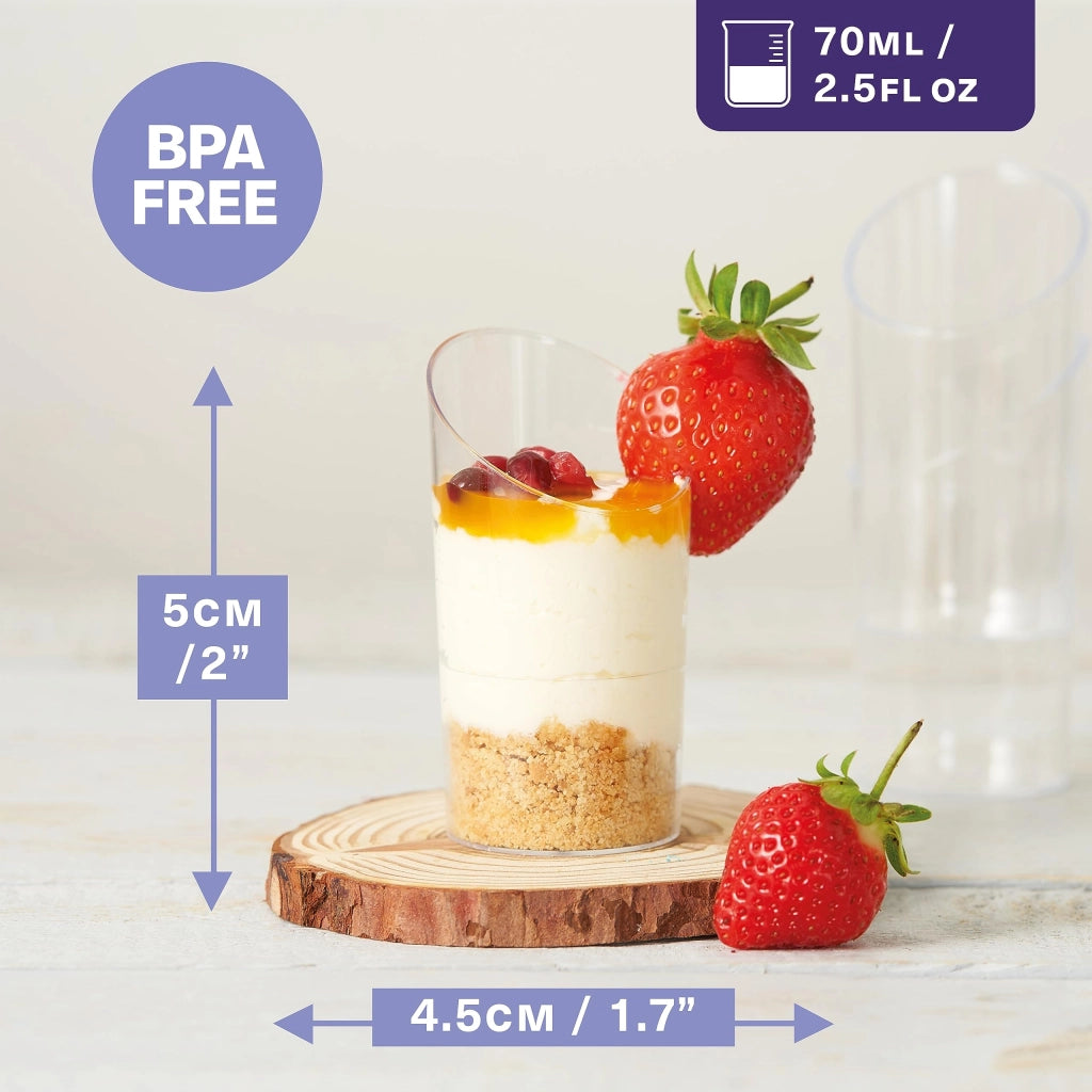 100 vasetti mini dessert, trasparenti, capacità 70 ml, stabili, riutilizzabili