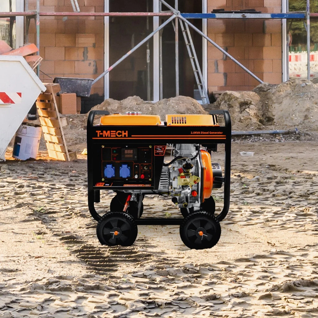 T-Mech Generatore Portatile 6CV Monofase 5in1 Display Digitale 12.5Lt Diesel 2KW