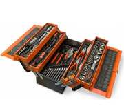 SET CASSETTA DA TRASPORTO ATTREZZI CHIAVI BUSSOLE CACCIAVITI PINZE PUNTE 85 PZ