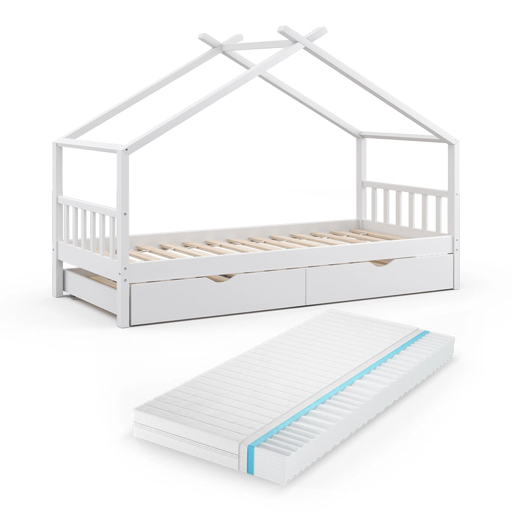 Vitalispa Letto da casa Bianco 90x200 cm con letto per ospiti e materasso