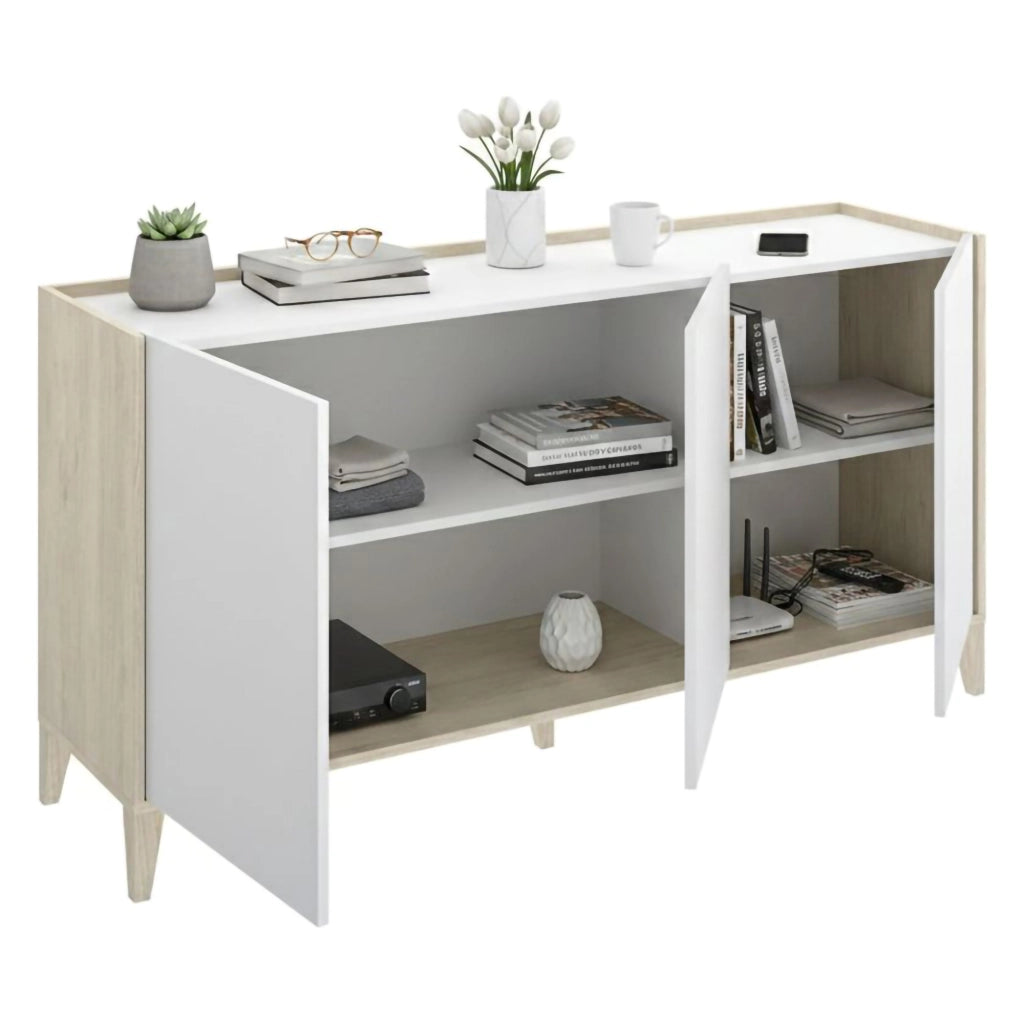 Madia Caribou, Credenza 2 Ripiani, 40x150x78h cm Bianco