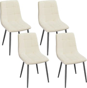 Sedie Sala da Pranzo da 4 Pezzi, Sedia in Velluto con Gambe in Metallo, per Camera da Letto, Soggiorno, Crema