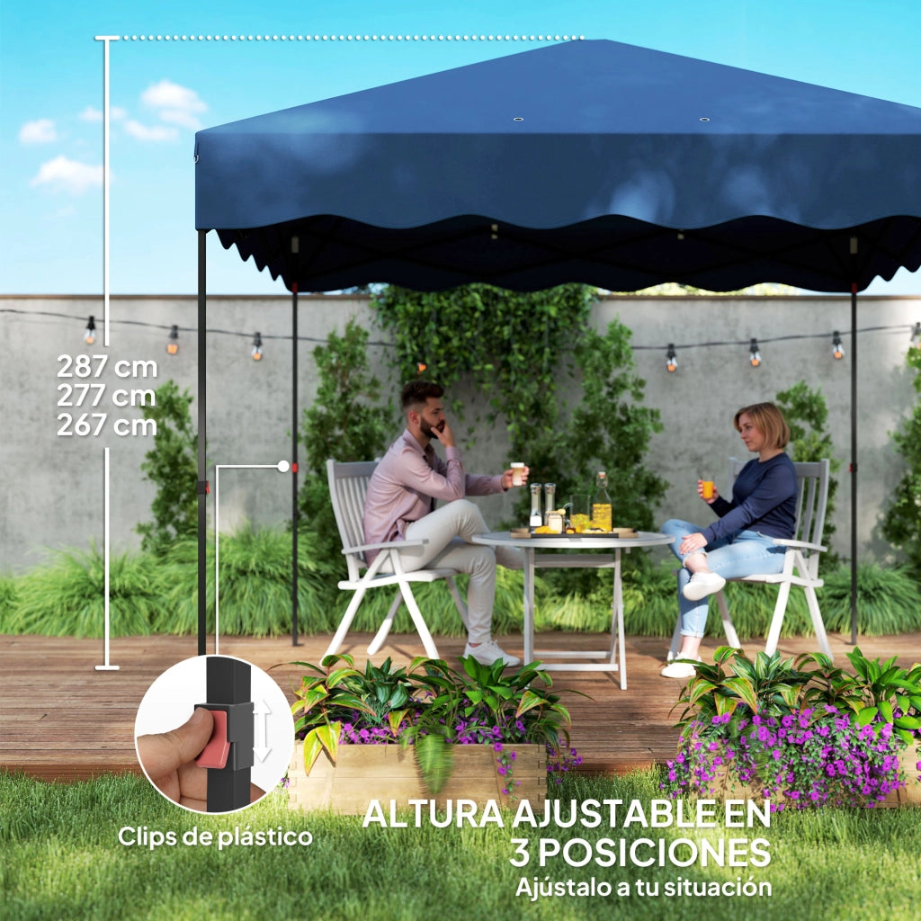Tenda da Giardino Pieghevole 3x3m ¨C zephmum ¨C Blu Scuro con Protezione UV e Ruote