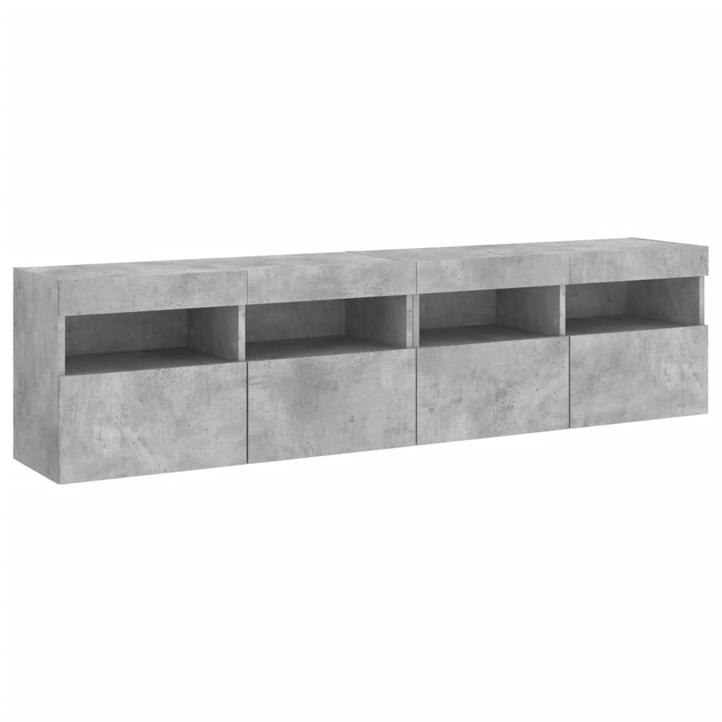 Mobili TV a Parete con Luci LED 2pz Grigio Cemento 80x30x40cmcod mxl 134171