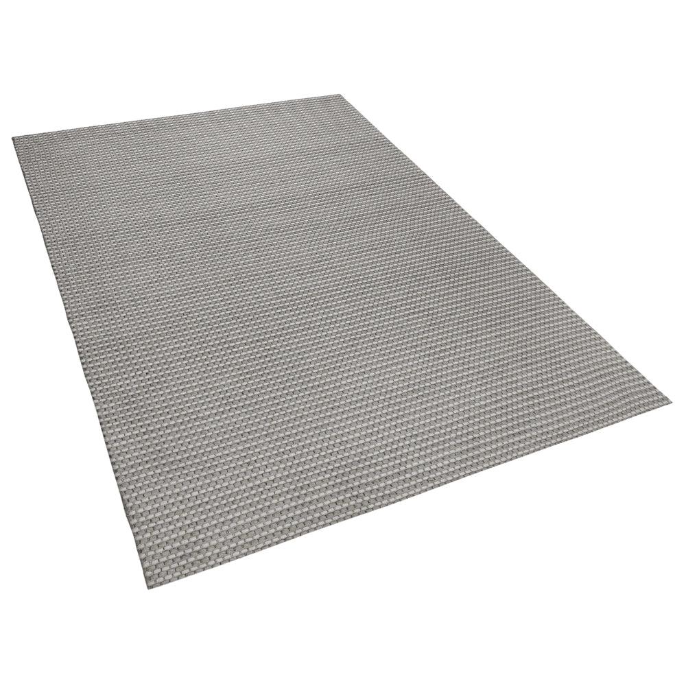 Tappeto Grigio Scuro Lana e Poliestere 140 x 200 cm Trapuntato a Mano Design Classico