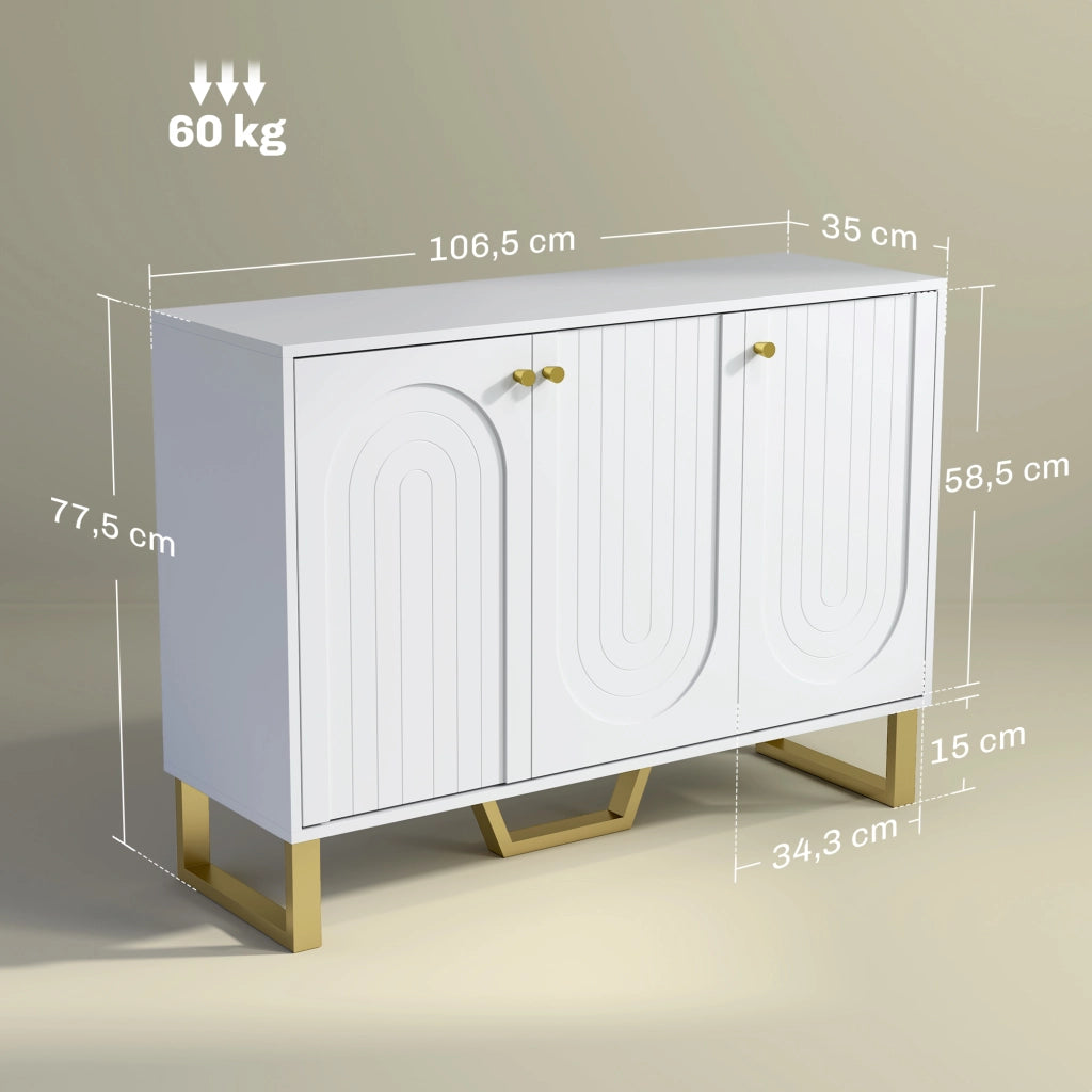 Mobile Credenza Ingresso ¨C Xylo ¨C Bianco con Ante e Ripiani Regolabili 106,5x35x77,5 cm