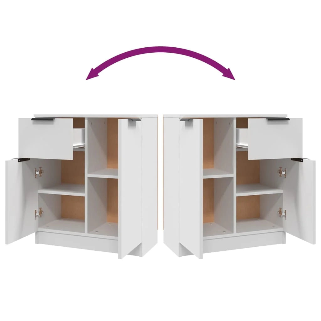 Buffet credenza cassettiera armadio mobile contenitore organizer per cucina soggiorno salotti set da 2 60 x 30 x 70 cm legno ingegnerizzato bianco 02_0036671