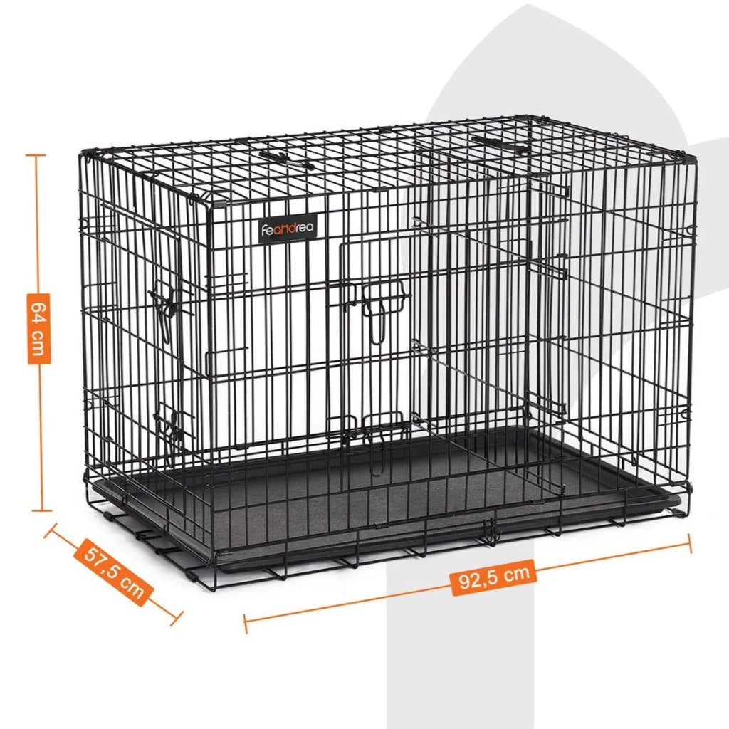 Trasportino per cani con 2 porte 92,5 x 57,5 ​​x 64 cm nero 12_0001192