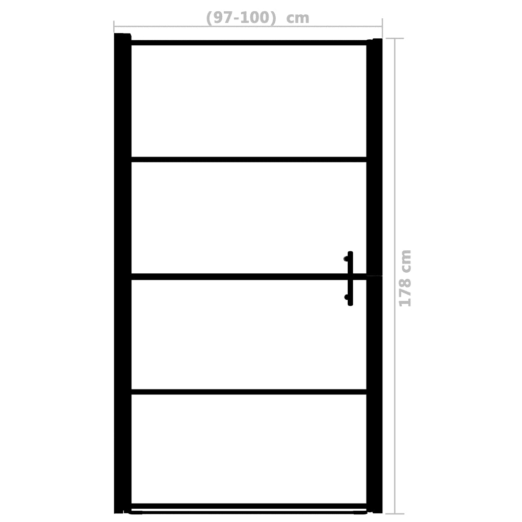 Porta per Doccia in Vetro Temperato Smerigliato 100x178 cm Nero 146663