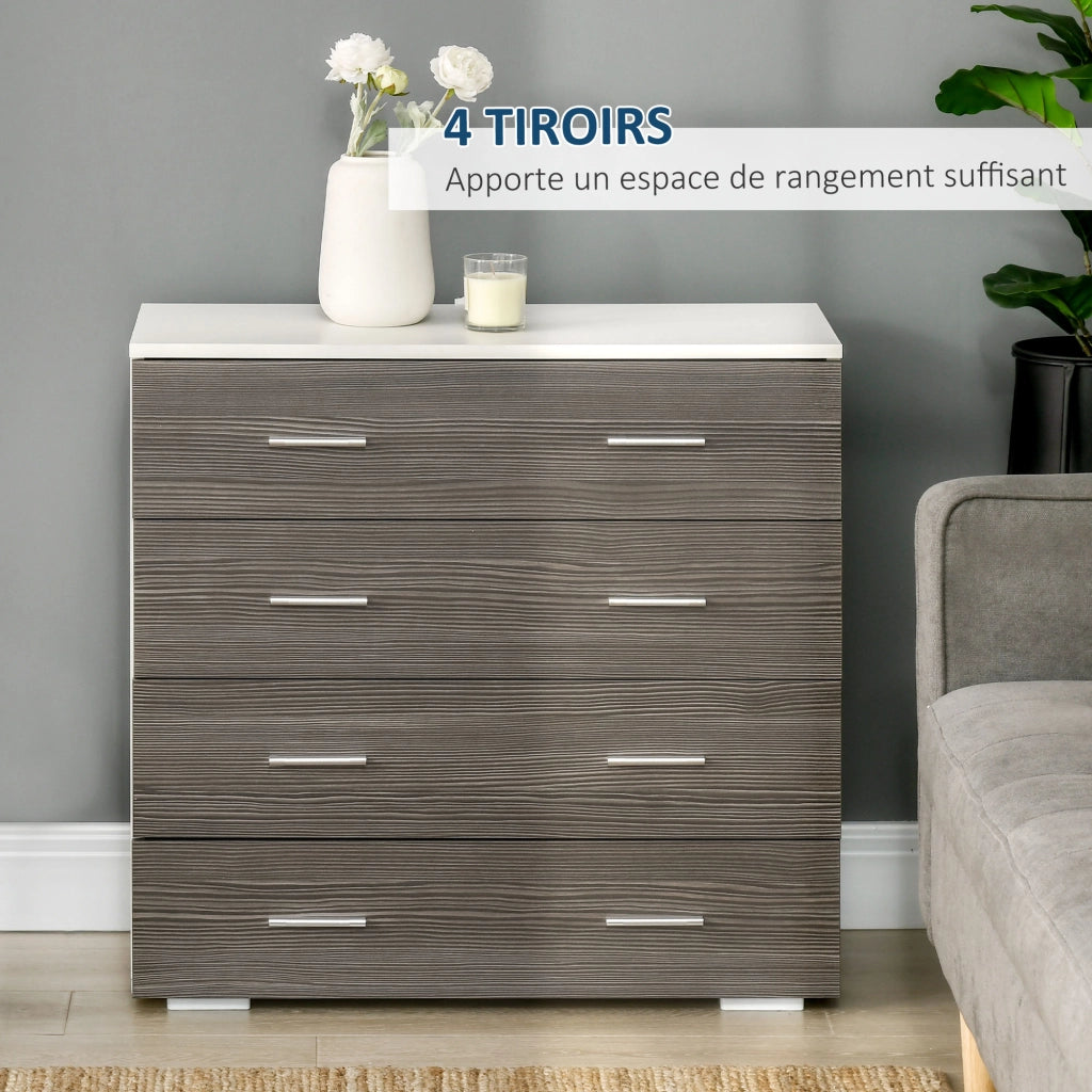 Cassettiera 4 cassetti ¨C Xylo ¨C bianco e grigio 76x35x72 cm stile moderno