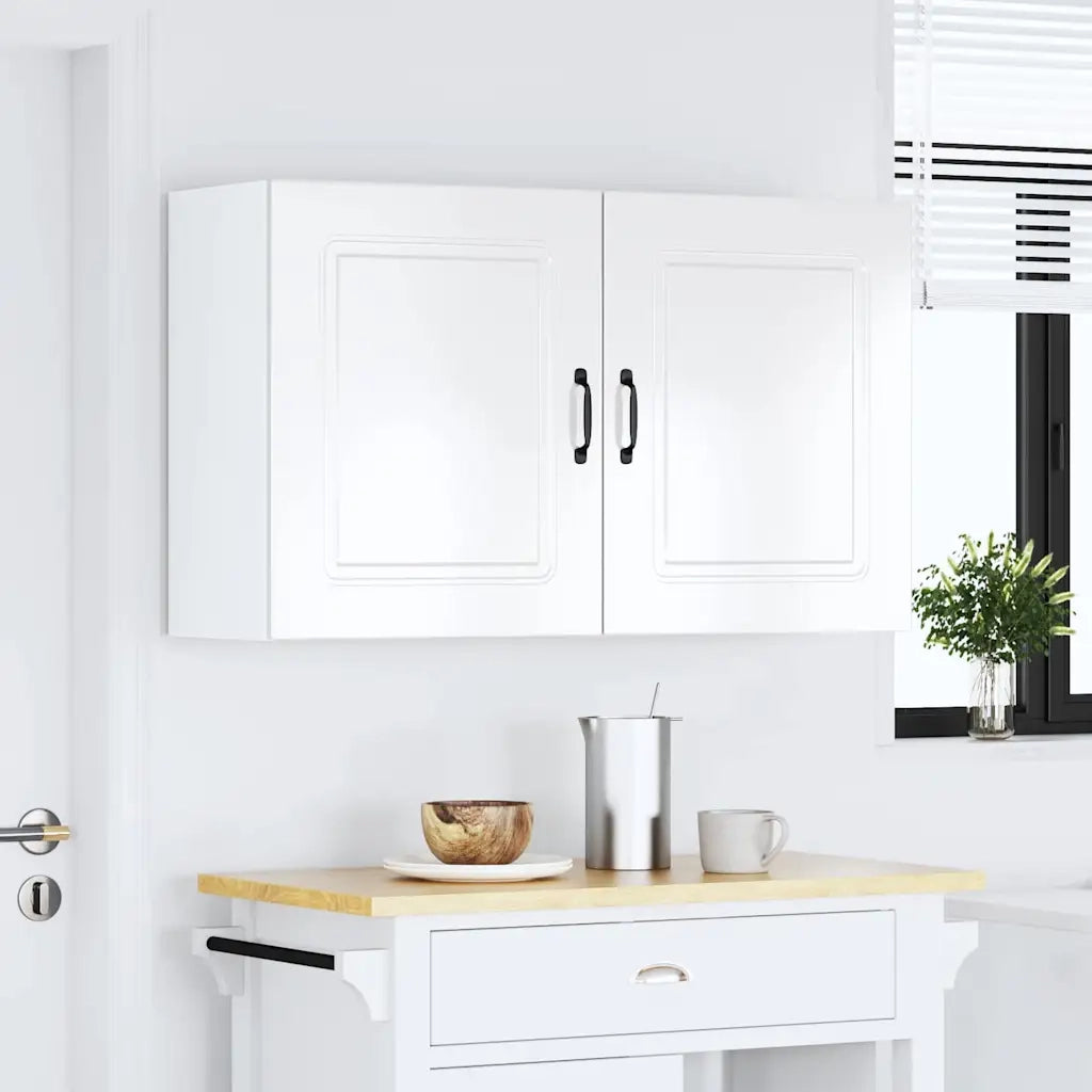 Pensili da cucina 2 pz Kalmar in Legno Multistrato Bianco Lucido 853562