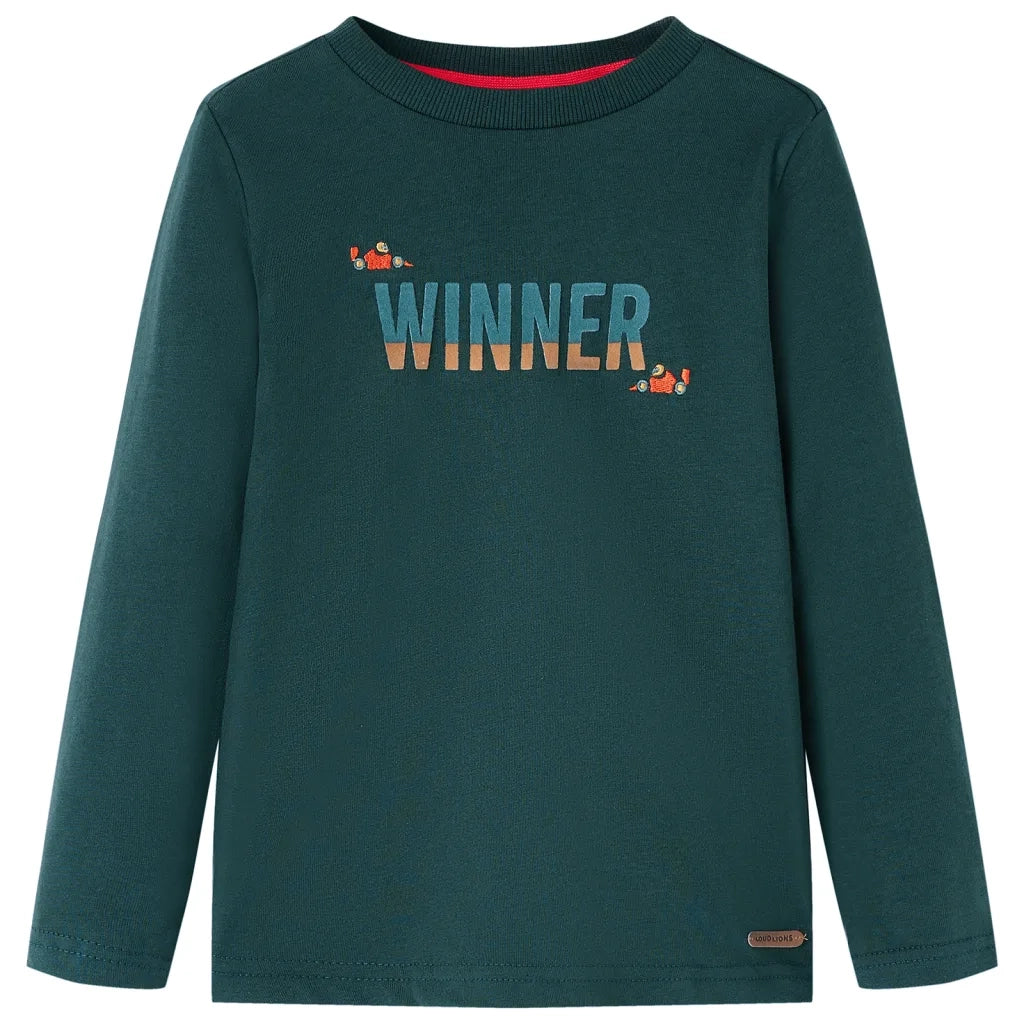 Maglietta da Bambino a Maniche Lunghe Verde Scuro 116