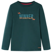 Maglietta da Bambino a Maniche Lunghe Verde Scuro 116