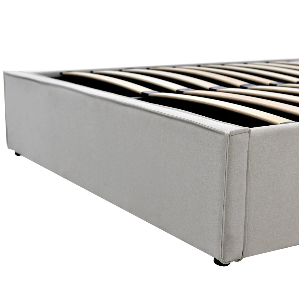 Letto matrimoniale imbottito con contenitore 160x200 cm; testa letto capitonn茅; grigio chiaro