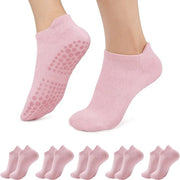 5 paia di calze antiscivolo per donne - calze antiscivolo per Pilates yoga - calze antiscivolo con punti per allenamento indoor - calze mesh respiranti per sport per donne - adatti per fitness, balletto, danza, yoga e allenamenti a casa