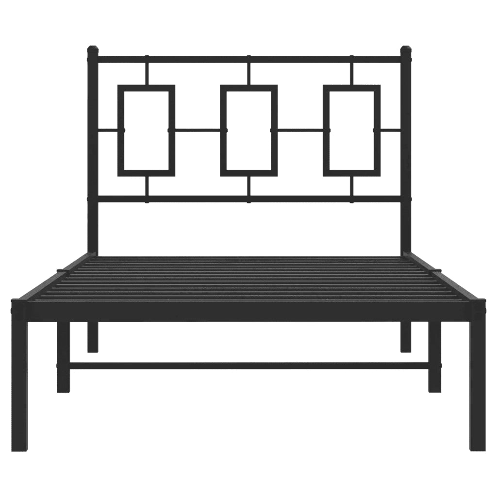 Giroletto con Testiera in Metallo Nero 90x200 cm