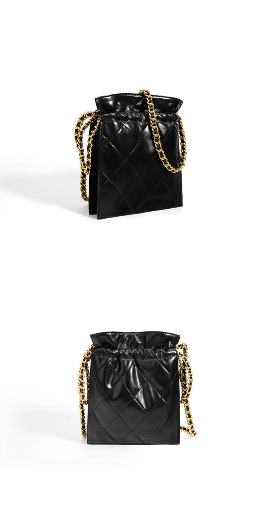 Borsa a mano/a tracolla da donna in vera pelle, colore nero.