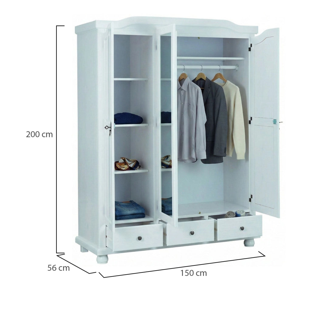 Somma, Armadio Multiuso 2 Ante 4 Ripiani, 150x200h cm Bianco