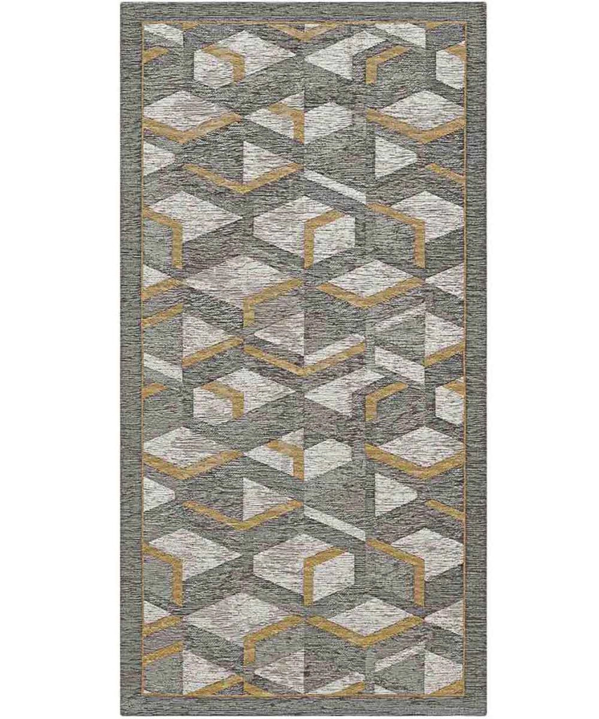 Tappeto HYPNOTIC grigio oro cm.55x80 moderno geometrico multiuso lavabile antiscivolo