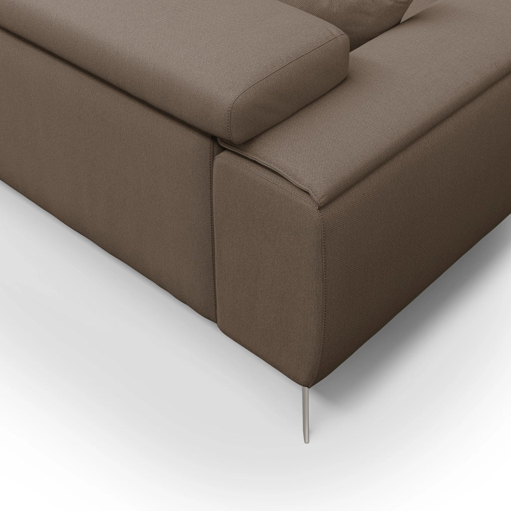 Fusion Divano con sedute allungabili in tessuto smacchiabile T05 185 cm marrone