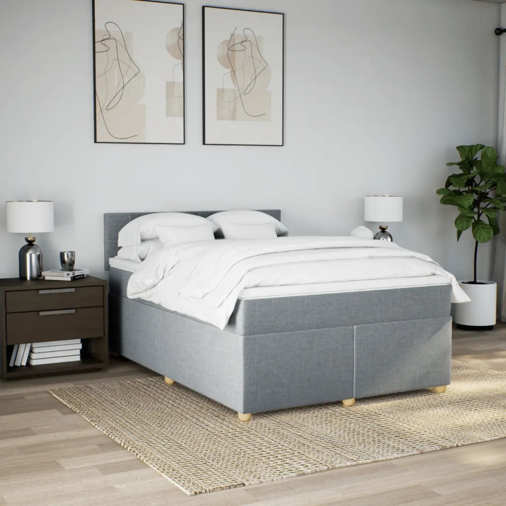 Giroletto a Molle con Materasso Grigio Chiaro 140x200cm Tessuto