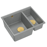 Lavello In Granito Logan 150 Grey Metallic Tappo oro