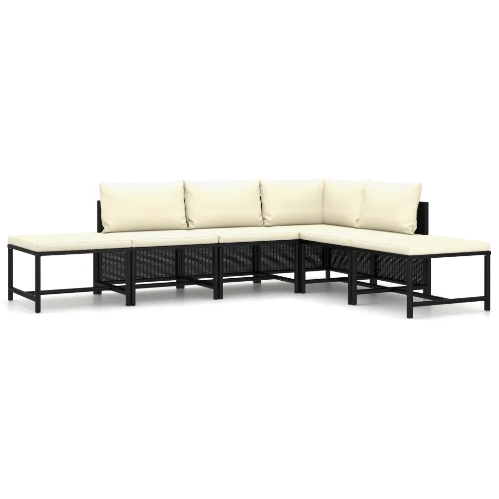 Set Divani da Giardino 6 pz con Cuscini in Polyrattan Nero 3059789