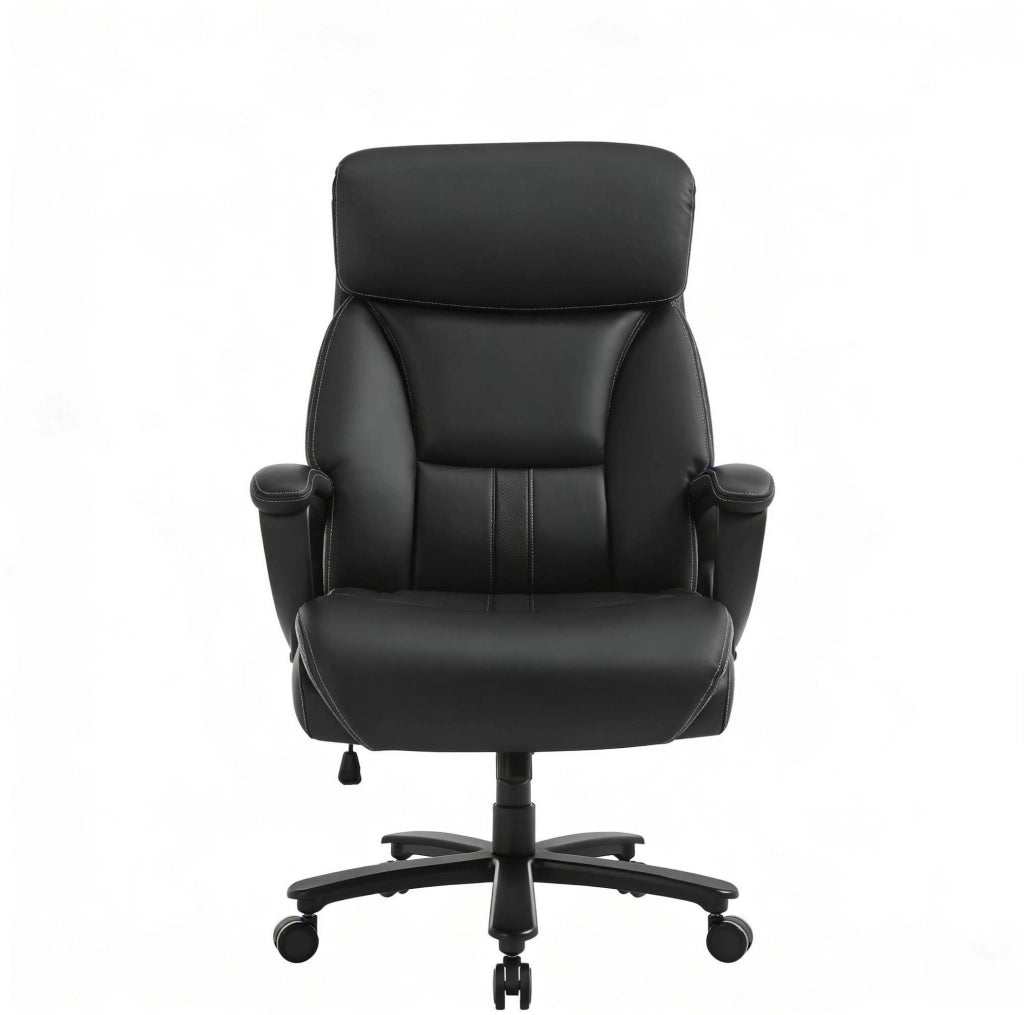 Sedia da ufficio ergonomica nera con poggiatesta regolabile e base in metallo