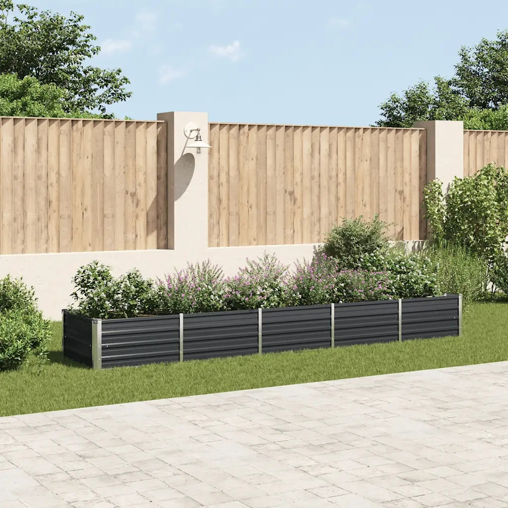 Fioriere | Cassetta per fiori | Letto Rialzato in Acciaio Zincato 400x80x45 cm Antracite