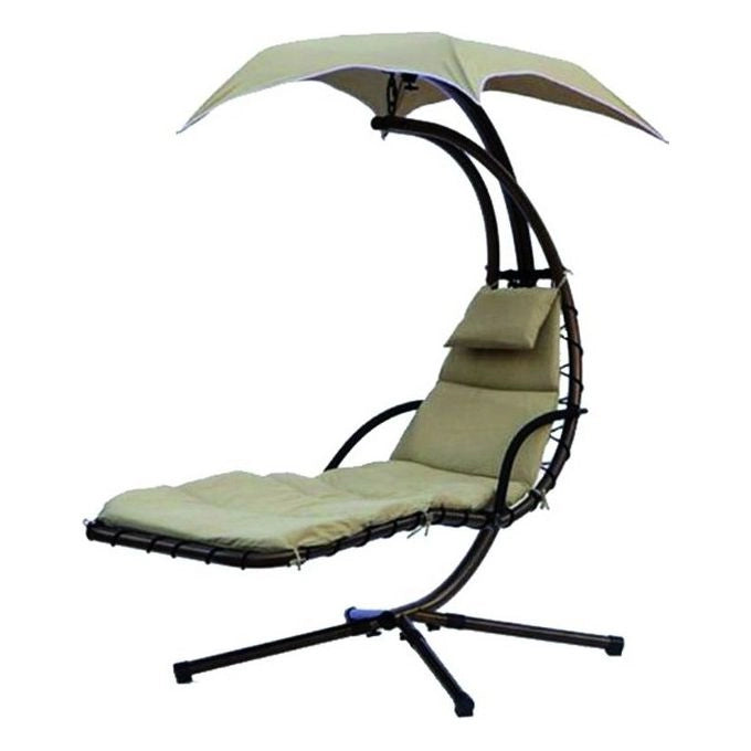 Vigor 9693770 Resort Amaca a Dondolo Lettino Acciaio Tettuccio Parasole 120 Kg colore Beige
