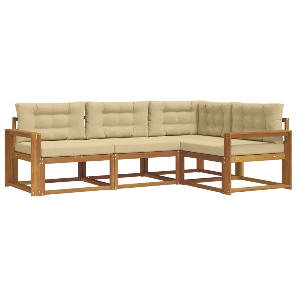Set di divani da esterno con cuscino 4 pcs Naturale e Beige