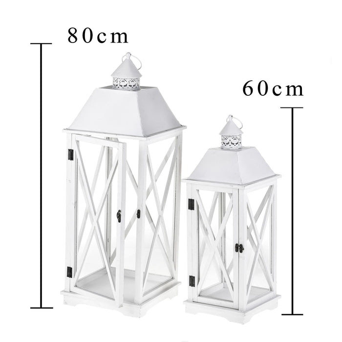 Set 2 Lanterna in Legno H 80 cm
