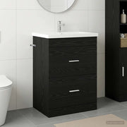 Mobiletto da Bagno Sotto Lavabo Rovere Nero 56 x 37,5 x 81 cm 890705