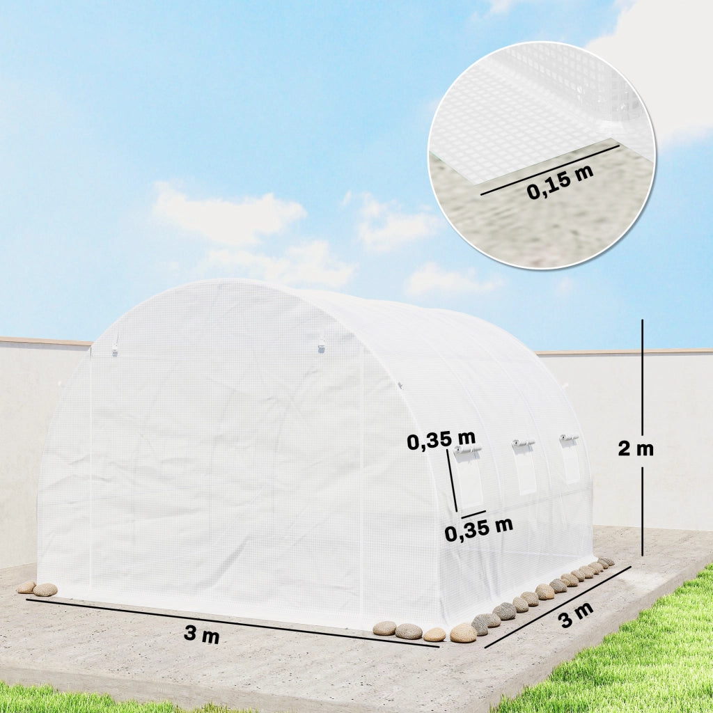 Tenda da giardino in polietilene ¨C zephmum ¨C 3x3 m bianco 6 finestre