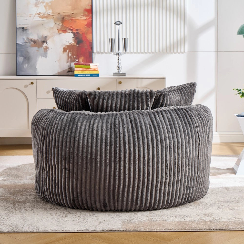 Divano letto ¨C Minimal ¨C Tessuto, 140x200cm, grigio, con pouf