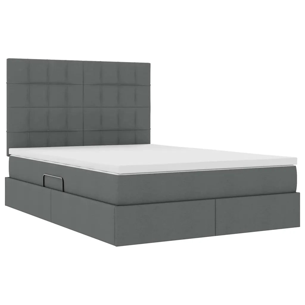 Letto con contenitore e LED con led Grigio scuro 140 x 200 cm