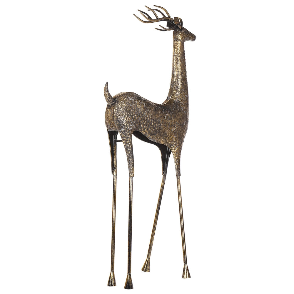 Statua dorato Renna Metallo Finitura Lucida 126 cm Natale Figura Statua decorativa