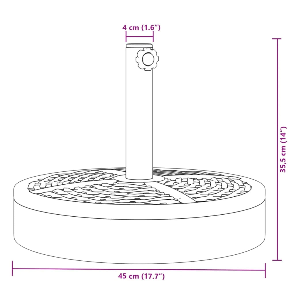 Base per ombrellone rotonda 45 x 35,5 cm solida e stabile per pali da 38/48 mm in polietilene nero 02_0056654