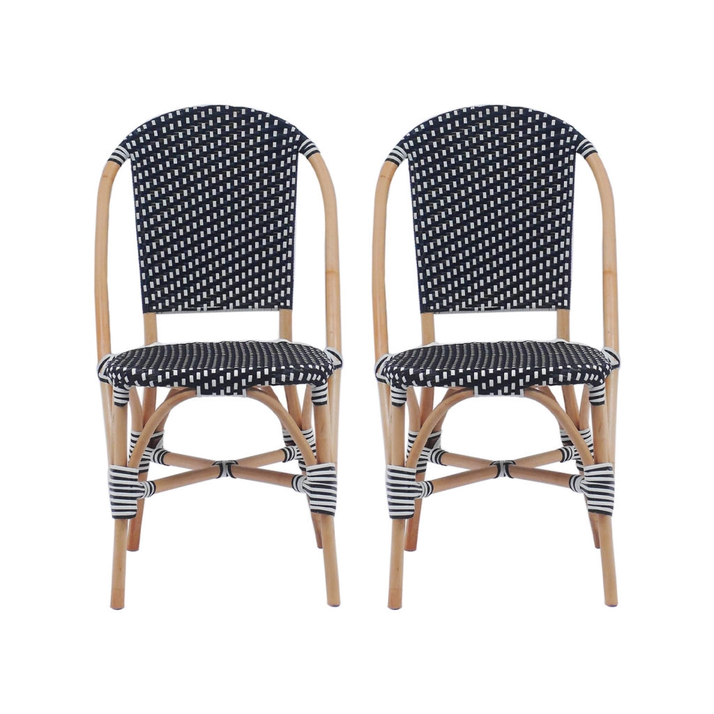 Set di 2 sedie bistrot in rattan e polyrattan, nero