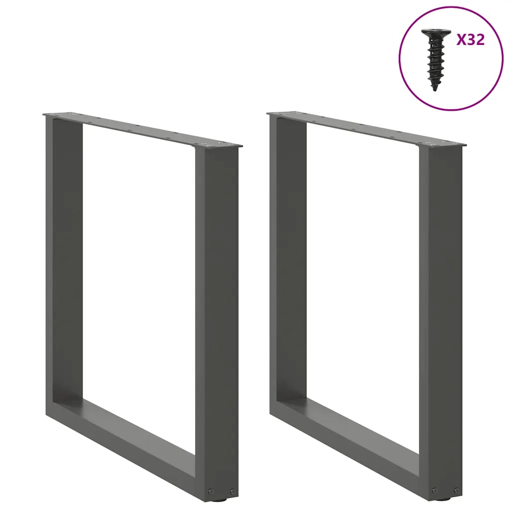 Gambe per tavolo da pranzo a forma di U 2 pz Antracite 90x(72-73) cm Acciaio 4013194