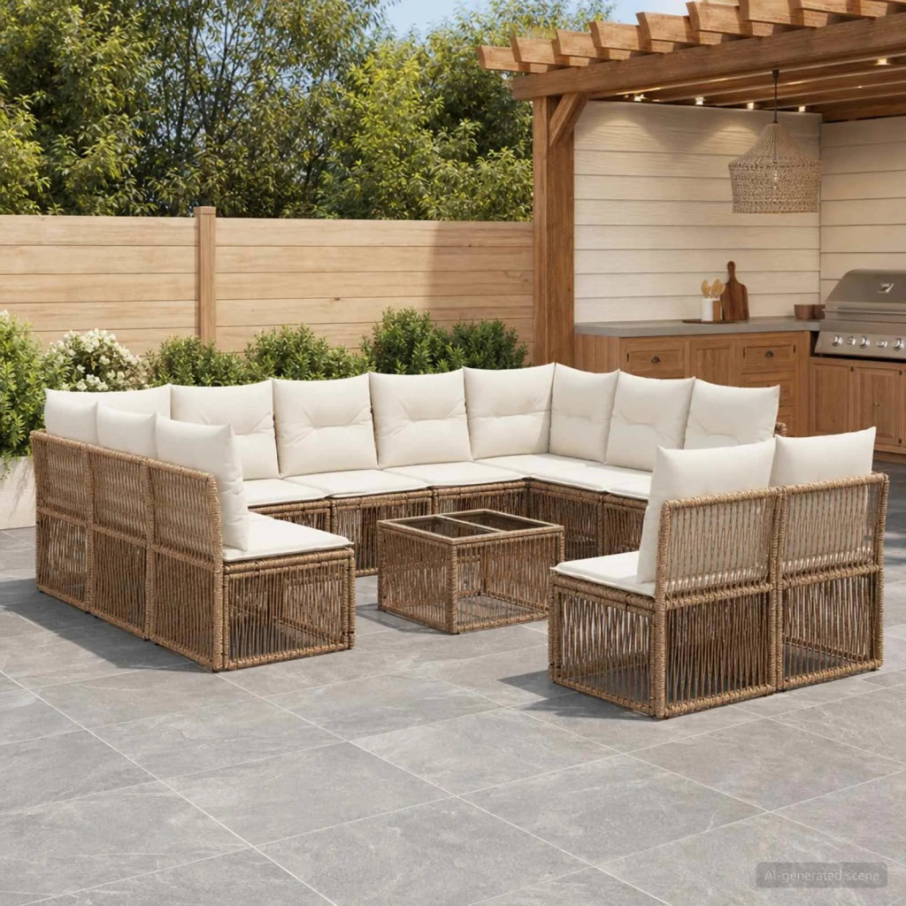 Set Divano da Giardino 12 pcs Beige polyrattan 3434379