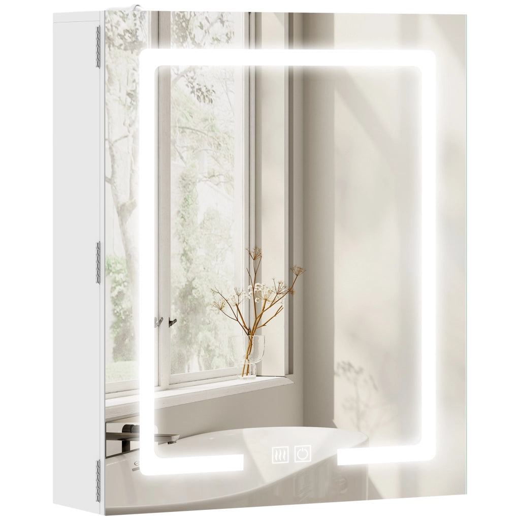 Armadietto Specchio Bagno LED Antifog ¨C Zephmum ¨C Bianco 50x15x60 cm