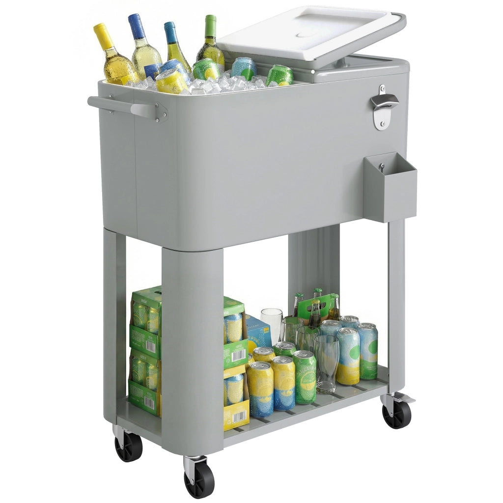 Frigo Portatile con Ruote ¨C zephmum ¨C Argento 92x39x81 cm
