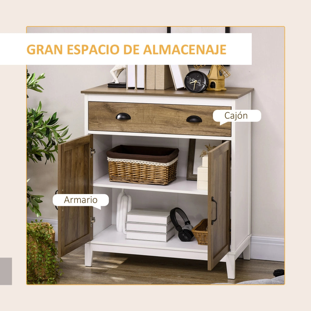 Armadio Battente con Cassetti e Ripiani ¨C Zephmum ¨C Marrone 78.5x39x89.4 cm