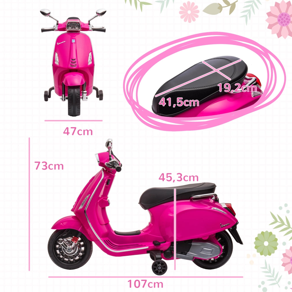 Scooter Elettrico Bambini Vespa 6V ¨C zephmum ¨C Rosa 107x47x73 cm